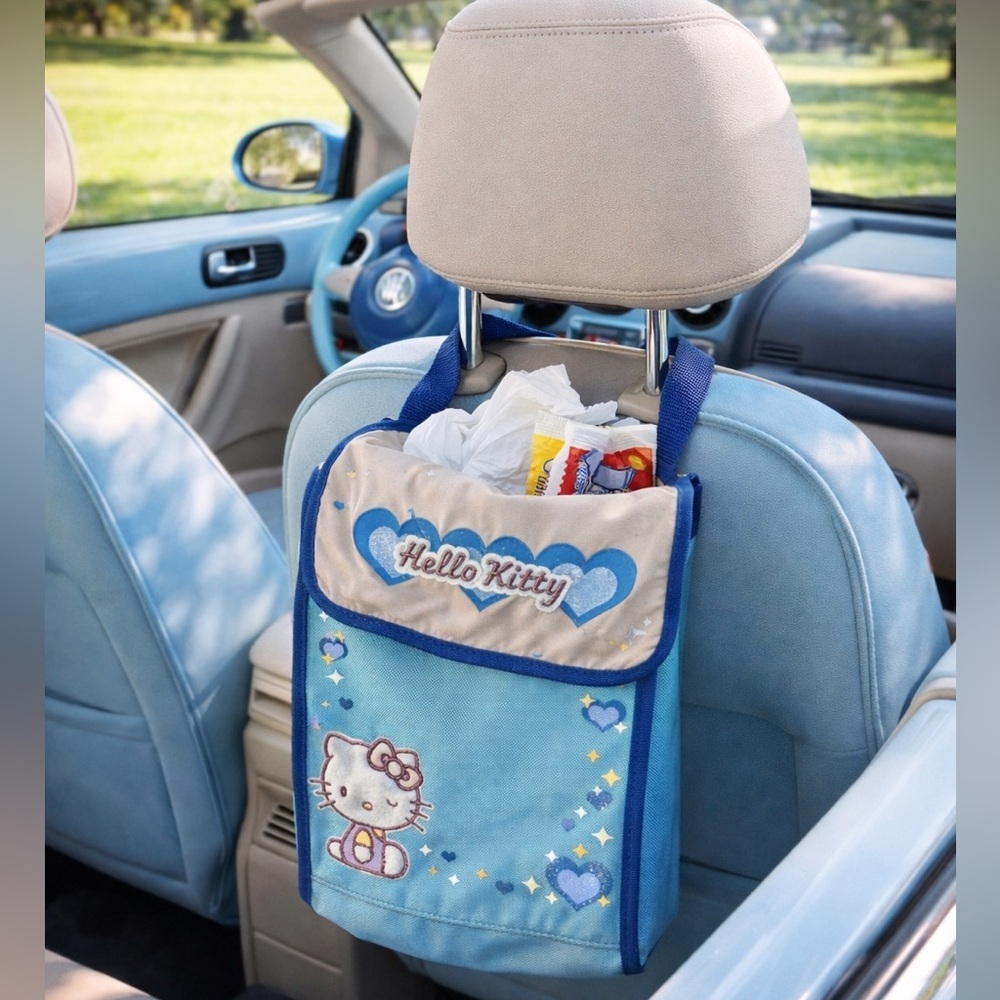 VINTAGE Hello Kitty Blue Car Seat Garbage Bag- RARE LIMITED EDITION GUC - Picture 2 of 16